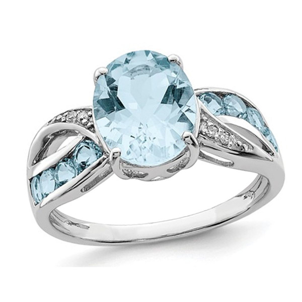 4.40 Carat (ctw) Natural Swiss Blue Topaz Ring in Sterling Silver product image