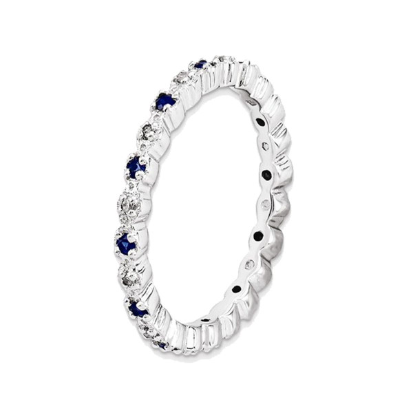 1/4 Carat (ctw) Lab Created Blue Sapphire Ring Band in Sterling Silver product image