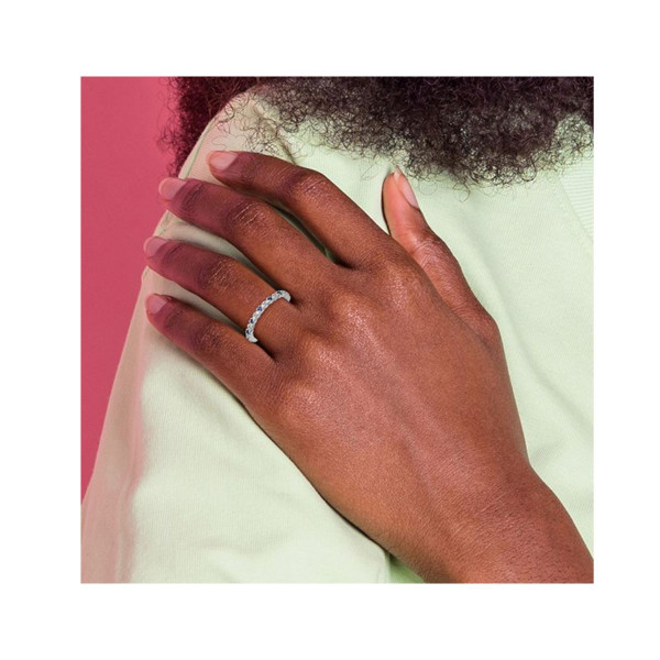 1/4 Carat (ctw) Lab Created Blue Sapphire Ring Band in Sterling Silver product image