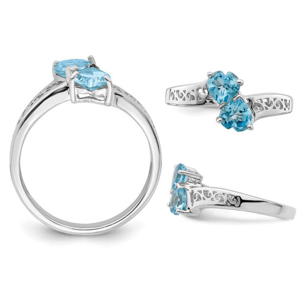 1.00 Carat (ctw) Swiss Blue Topaz Heart Ring in Sterling Silver product image