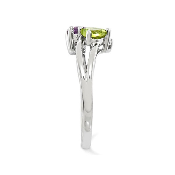 7/10 Carat (ctw) Amethyst and Peridot Heart Ring in Sterling Silver product image