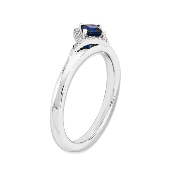 1/2 Carat (ctw) Lab Created Blue Sapphire Ring in Sterling Silver with Diamonds product image