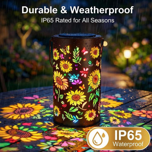 Colorful Sunflower and Butterfly Solar Garden Lantern product image