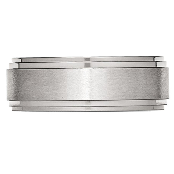 8mm Men's Chisel Stainless Steel Brushed and Polished Wedding Band Ring product image