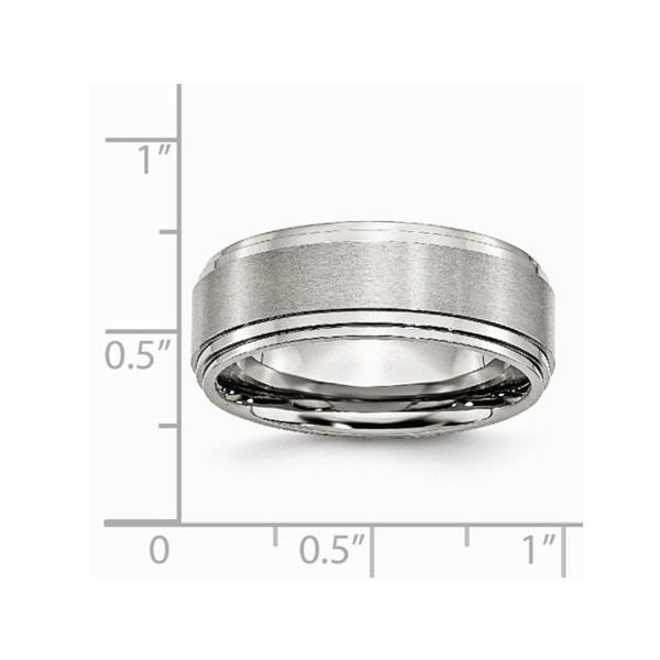 8mm Men's Chisel Stainless Steel Brushed and Polished Wedding Band Ring product image