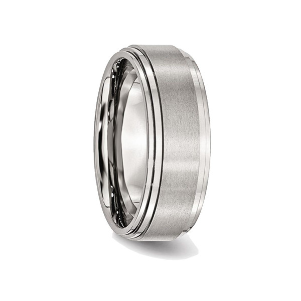8mm Men's Chisel Stainless Steel Brushed and Polished Wedding Band Ring product image