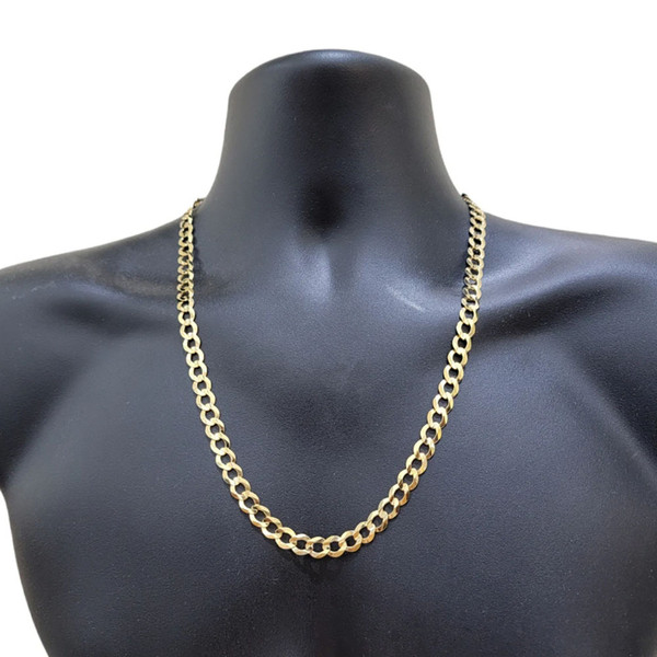 10K Solid Yellow Gold 5mm Curb Chain Necklace product image