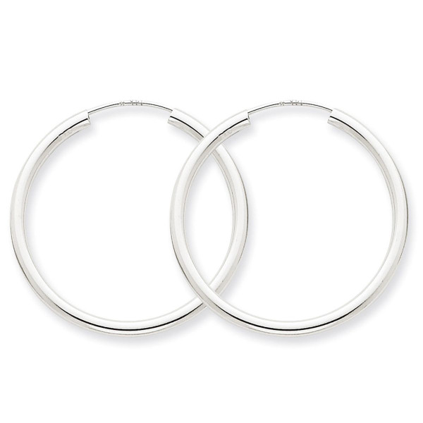 Medium Hoop Earrings in 14K White Gold  1 1/4 Inch (2.00 mm) product image