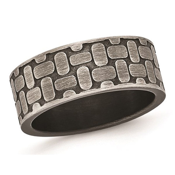Stainless Steel Brushed Antiqued Textured Ring product image