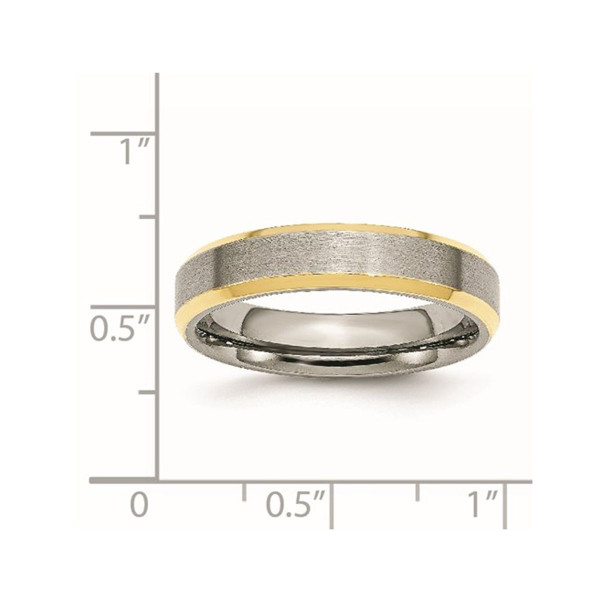 5mm Men's Beveled Stainless Steel Wedding Band Ring with Yellow Plating product image