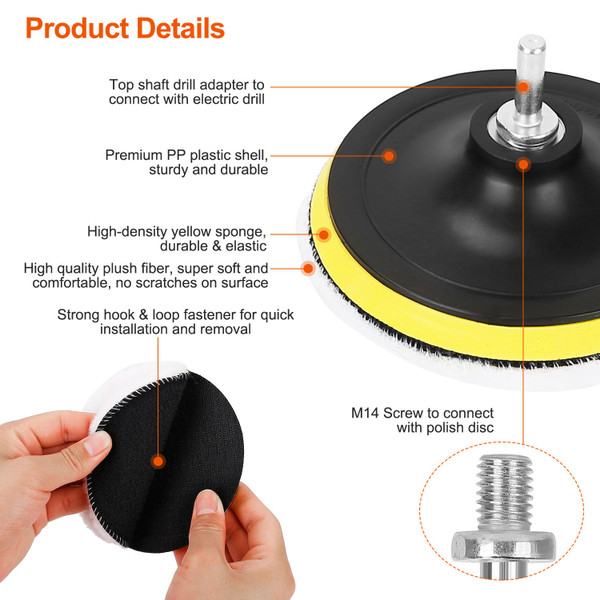 Car Polishing & Buffing Pad Set for Drill (5-Pieces) product image