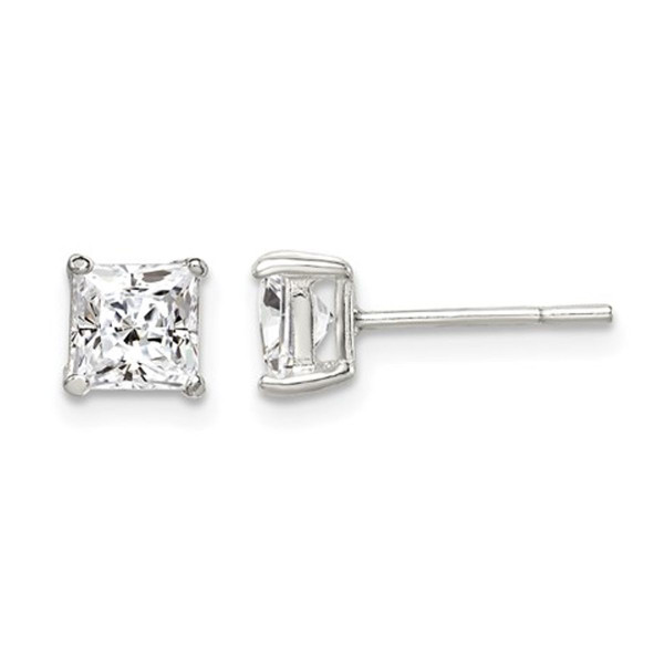 5mm Cubic Zirconia (CZ) Princess-Cut Solitaire Earrings 1/2 Carat (ctw) product image