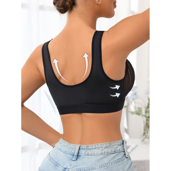 Front Closure Striped Mesh Push Up Bra product image