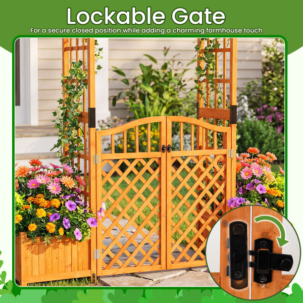 Gated Garden Arbor with Planter Boxes product image