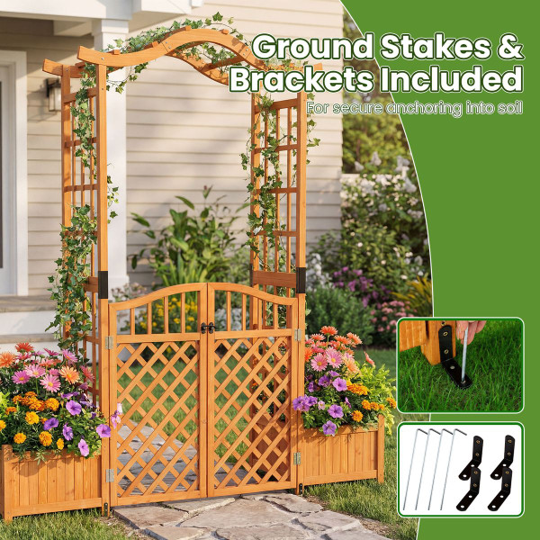 Gated Garden Arbor with Planter Boxes product image