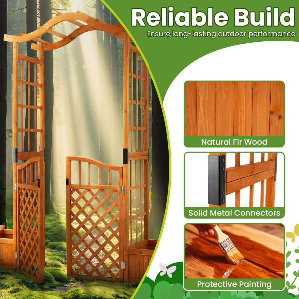 Gated Garden Arbor with Planter Boxes product image