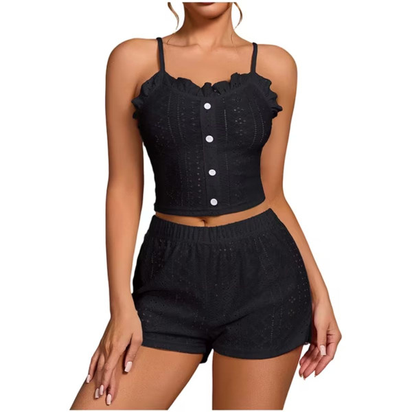 Women’s Eyelet Ruffle Pajama Set product image