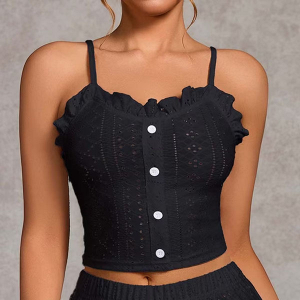 Women’s Eyelet Ruffle Pajama Set product image