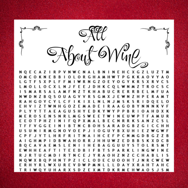'All About Wine' Find a Word Print product image