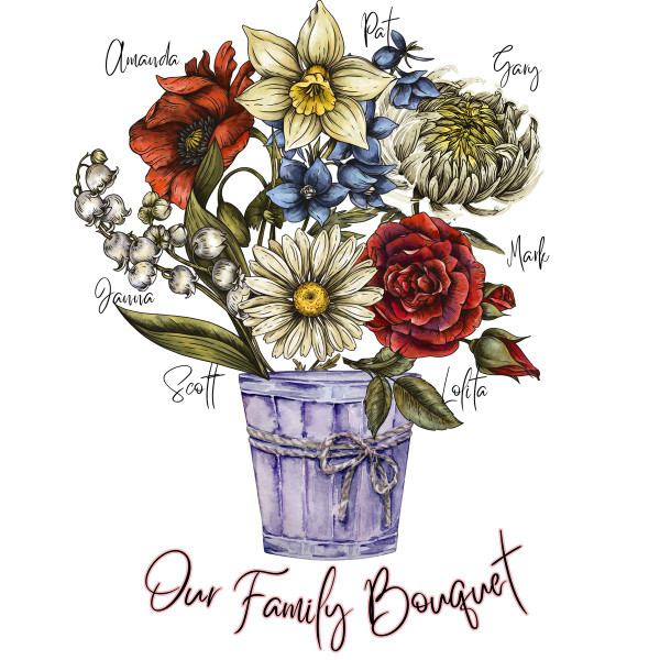 Personalized Family Flower Bouquet Print product image