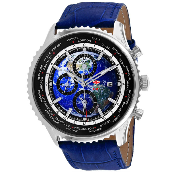 Seapro Men's Meridian World Timer GMT Blue Dial Watch product image