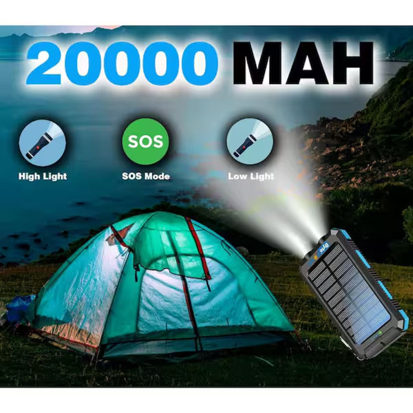 Solar Power Bank with Flashlight and Compass product image
