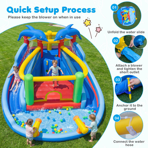 Dolphin-themed Inflatable Water Slide Park product image