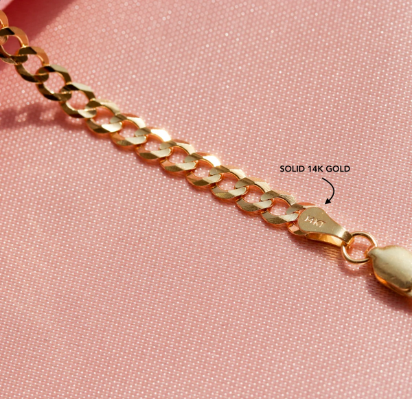 Solid 14K Gold Chain 4mm Chain Necklace product image