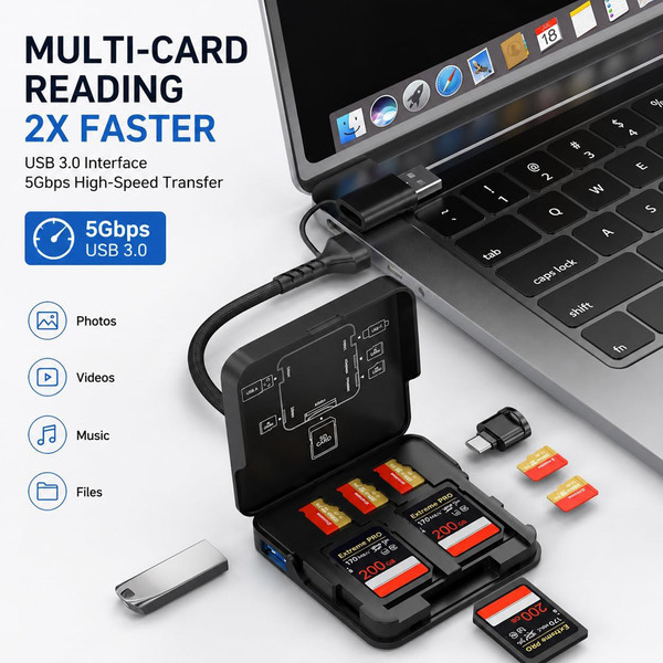 5 In 1 Memory Card Reader with Storage Case product image