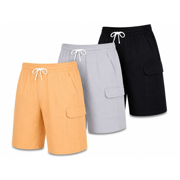 Men's Cotton Cargo Shorts With Drawstring (3-Pack) product image