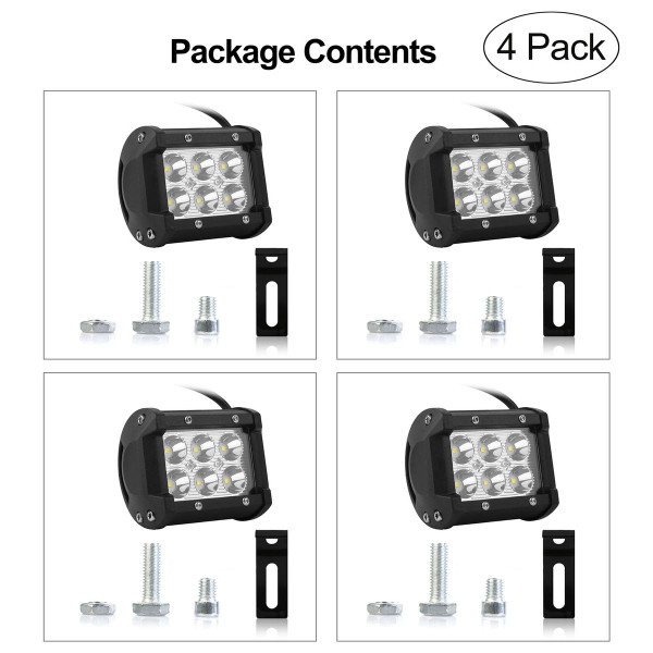 18W Dual Row LED Cube Spot Lights for Vehicles (4-Pack) product image