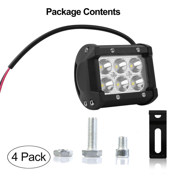 18W Dual Row LED Cube Spot Lights for Vehicles (4-Pack) product image