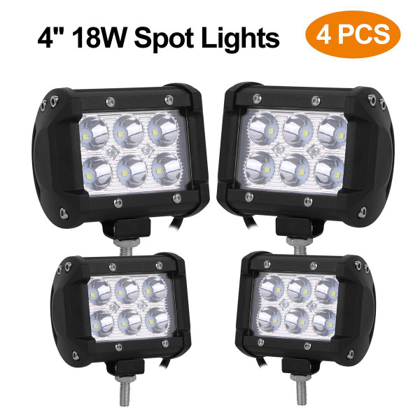 18W Dual Row LED Cube Spot Lights for Vehicles (4-Pack) product image