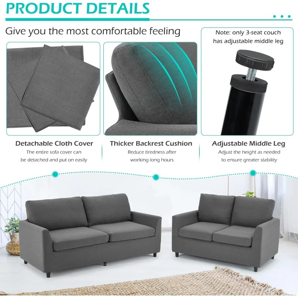 75.6" Sofa Couch with Removable Couch Cover product image