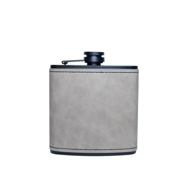 Personalized Leather Wrapped Black Flasks product image
