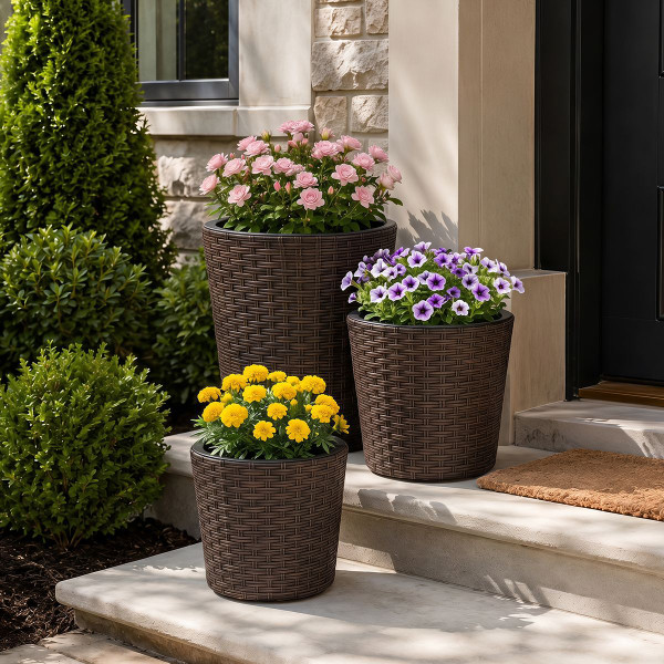 Tapered Rattan Planters (Set of 3) product image