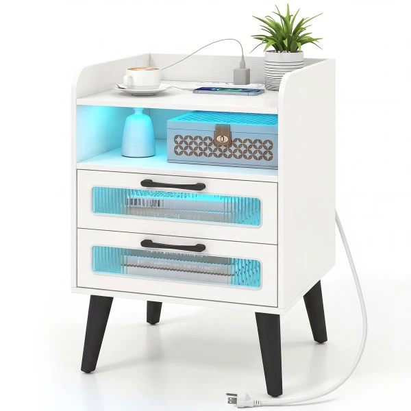 LED Nightstand with Charging Station (1- or 2-Pack) product image