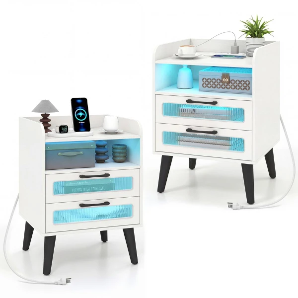 LED Nightstand with Charging Station (1- or 2-Pack) product image