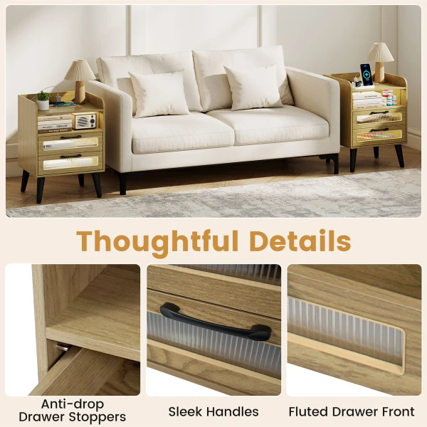 LED Nightstand with Charging Station (1- or 2-Pack) product image