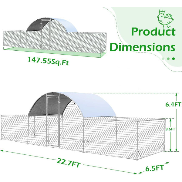 Chicken Coop Run Dome Walk-in Metal Chicken Cage product image