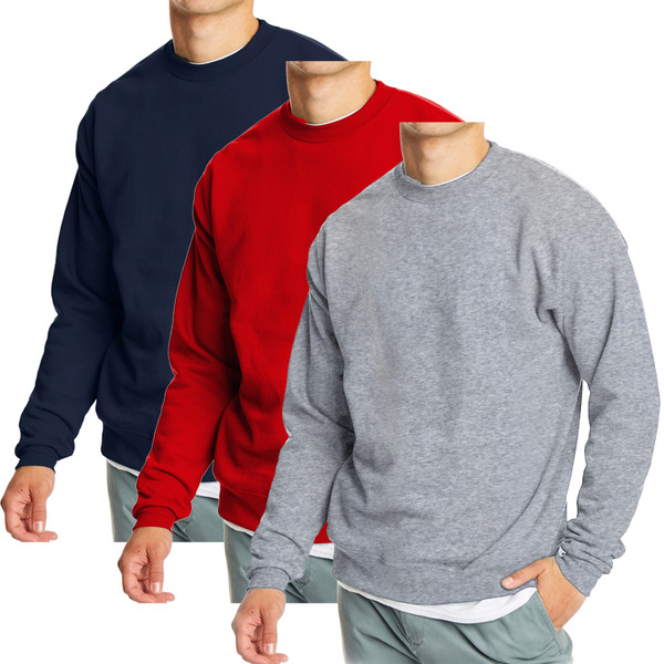 3-Pack Men's Crew Neck Fleece-Lined Pullover Sweatshirt (S-2XL) product image