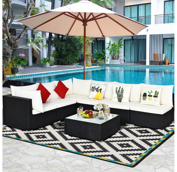Rattan 7-Piece Outdoor Patio Sectional Sofa product image