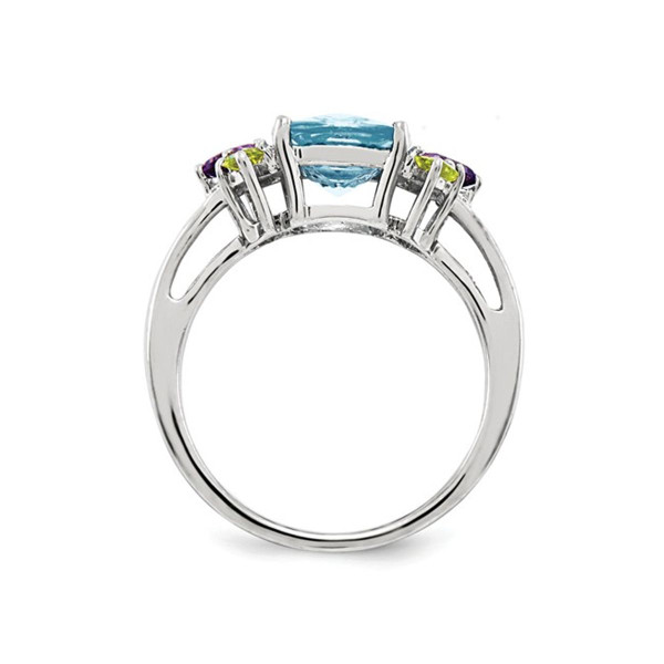 3.70 Carat (ctw) Blue Topaz, Amethyst and Citrine Ring in Sterling Silver product image