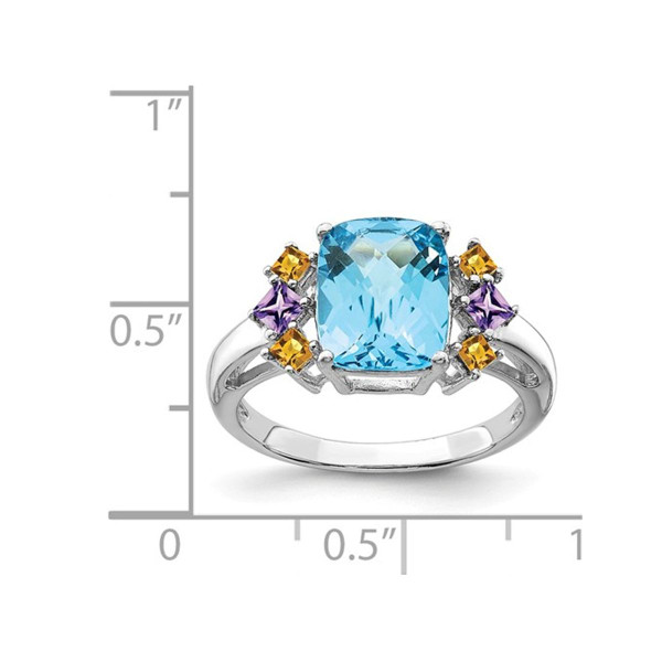 3.70 Carat (ctw) Blue Topaz, Amethyst and Citrine Ring in Sterling Silver product image