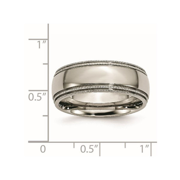  8mm Polished Titanium Beaded Edge Wedding Band Ring product image