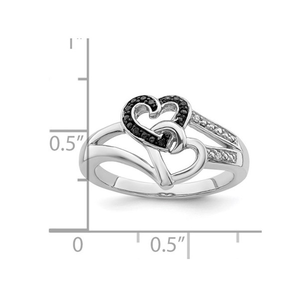 Black and White Diamond Accent Heart Promise Ring in Sterling Silver product image