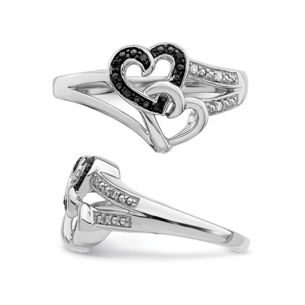 Black and White Diamond Accent Heart Promise Ring in Sterling Silver product image