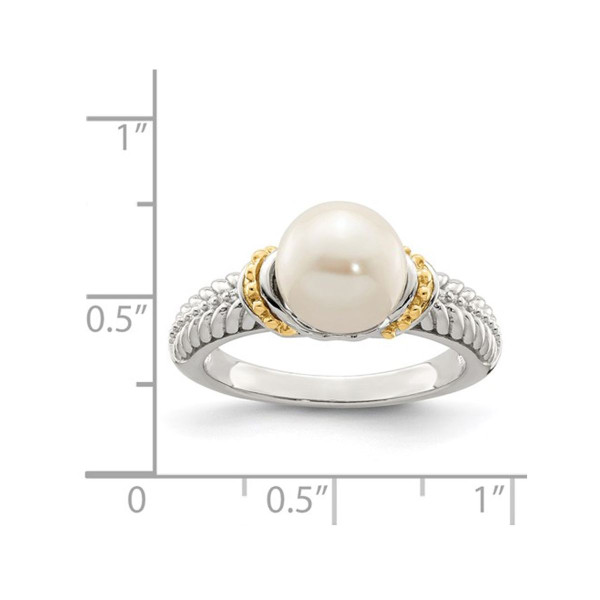 8-9mm Cultured Freshwater Pearl Ring in Sterling Silver with 14K Gold Accents product image