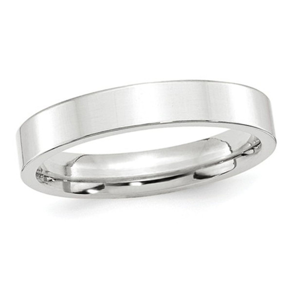 Men's 10K White Gold 4mm Flat Comfort Fit Wedding Band Ring product image