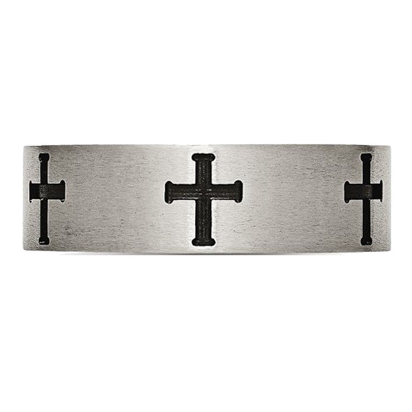 Men's Titanium Cross 7mm Brushed Wedding Band Ring product image